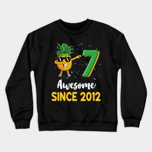 7th Birthday Pineapple Dabbing 7 Years Old Crewneck Sweatshirt